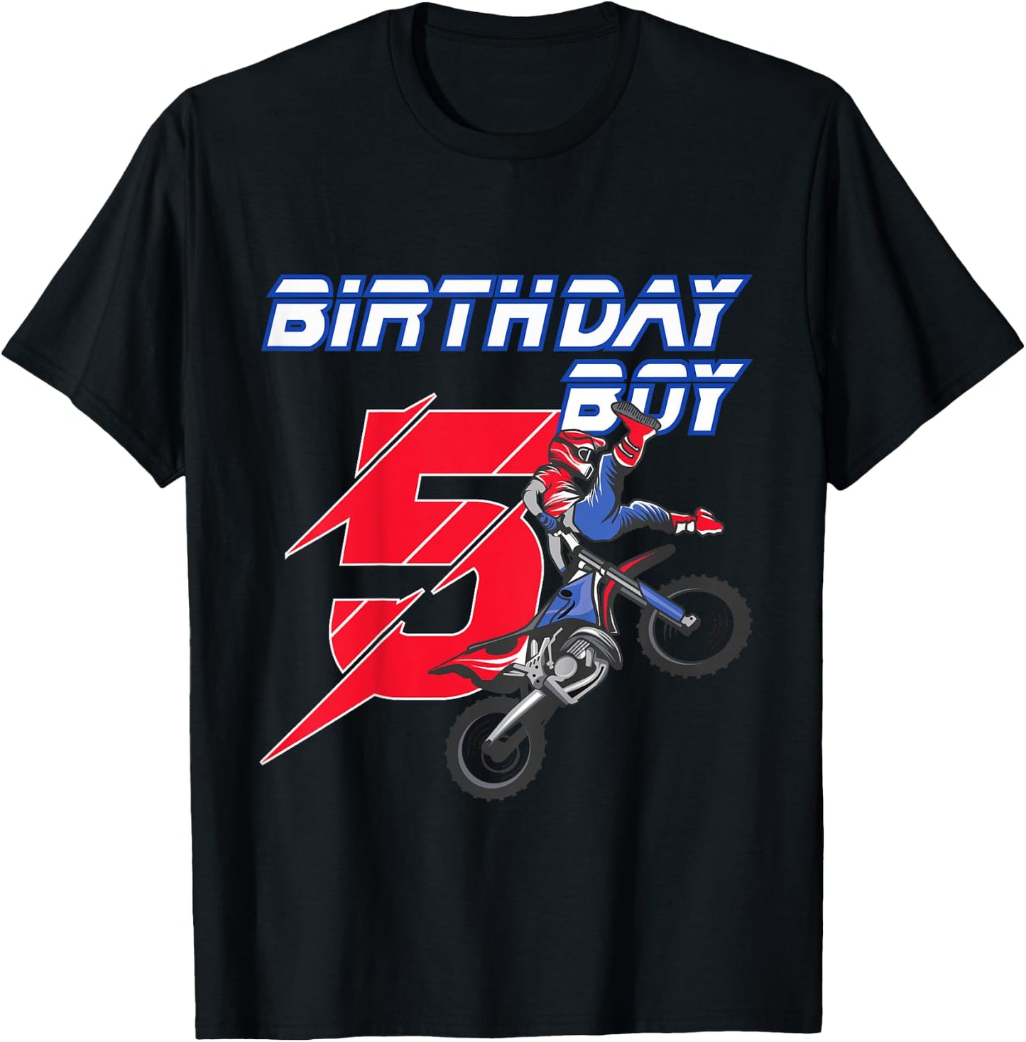 5 Year Old Dirt Bike Birthday T Shirt Motocross 5th Gift T-Shirt - T-Shirt | Black