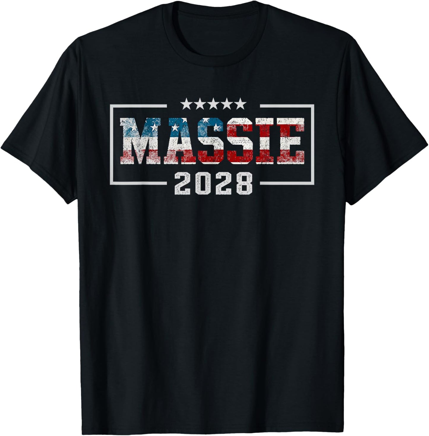 Massie 2028 for President Thomas Massie 2028 Us Flag Vintage T-Shirt - T-Shirt | Black
