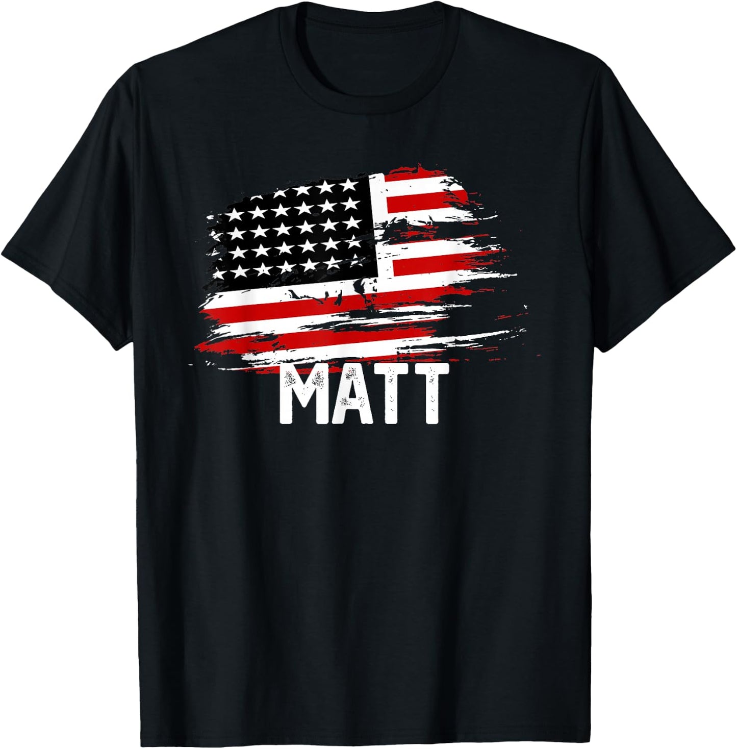 MATT USA Flag Personalized 4th of July MATT T-Shirt - T-Shirt | Black
