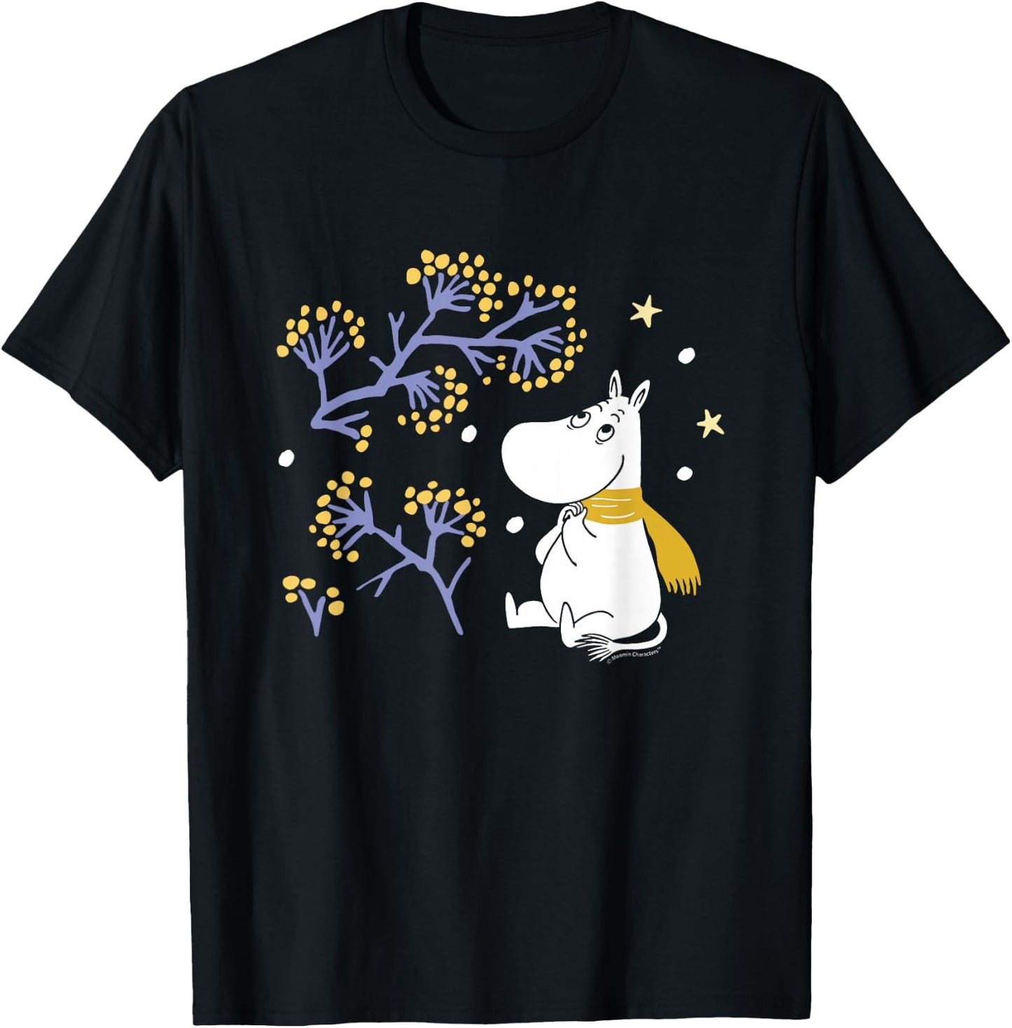 Moomin Moomintroll Look The Snow Winter , Black, S T-Shirt - T-Shirt | Black