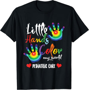 Pediatric Nurse Little Hands Dye My World T-Shirt - T-Shirt | Black