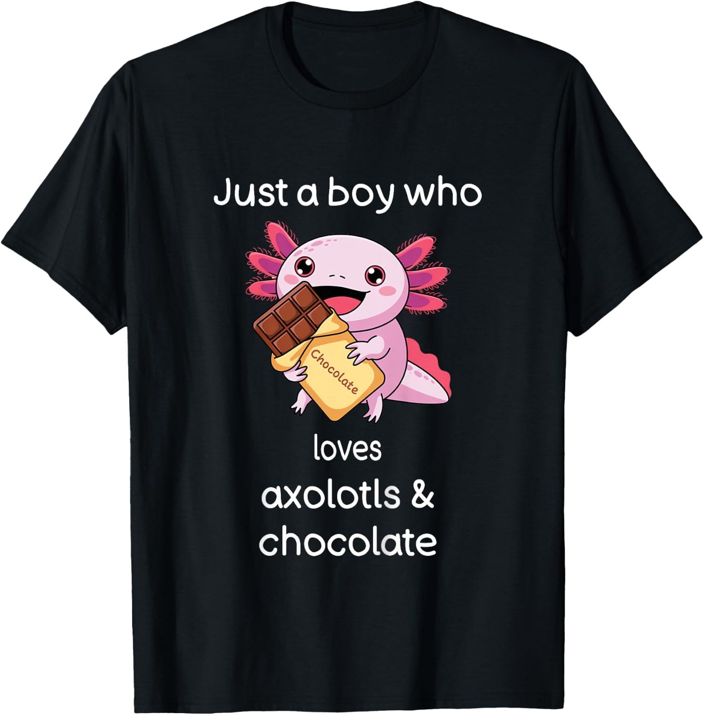 Kids Axolotl Chocolate Shirt Boys Cool Axolotl Chocolate T-Shirt - T-Shirt | Black