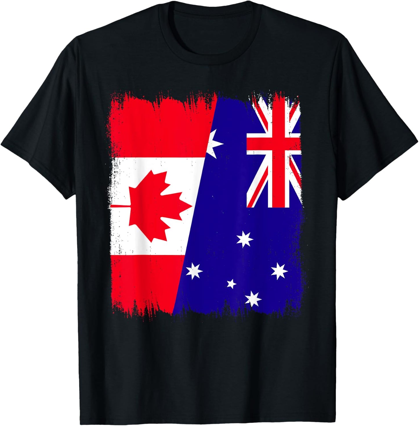 Canada Australia Half Flag Canadian Australian Roots T-Shirt - T-Shirt | Black