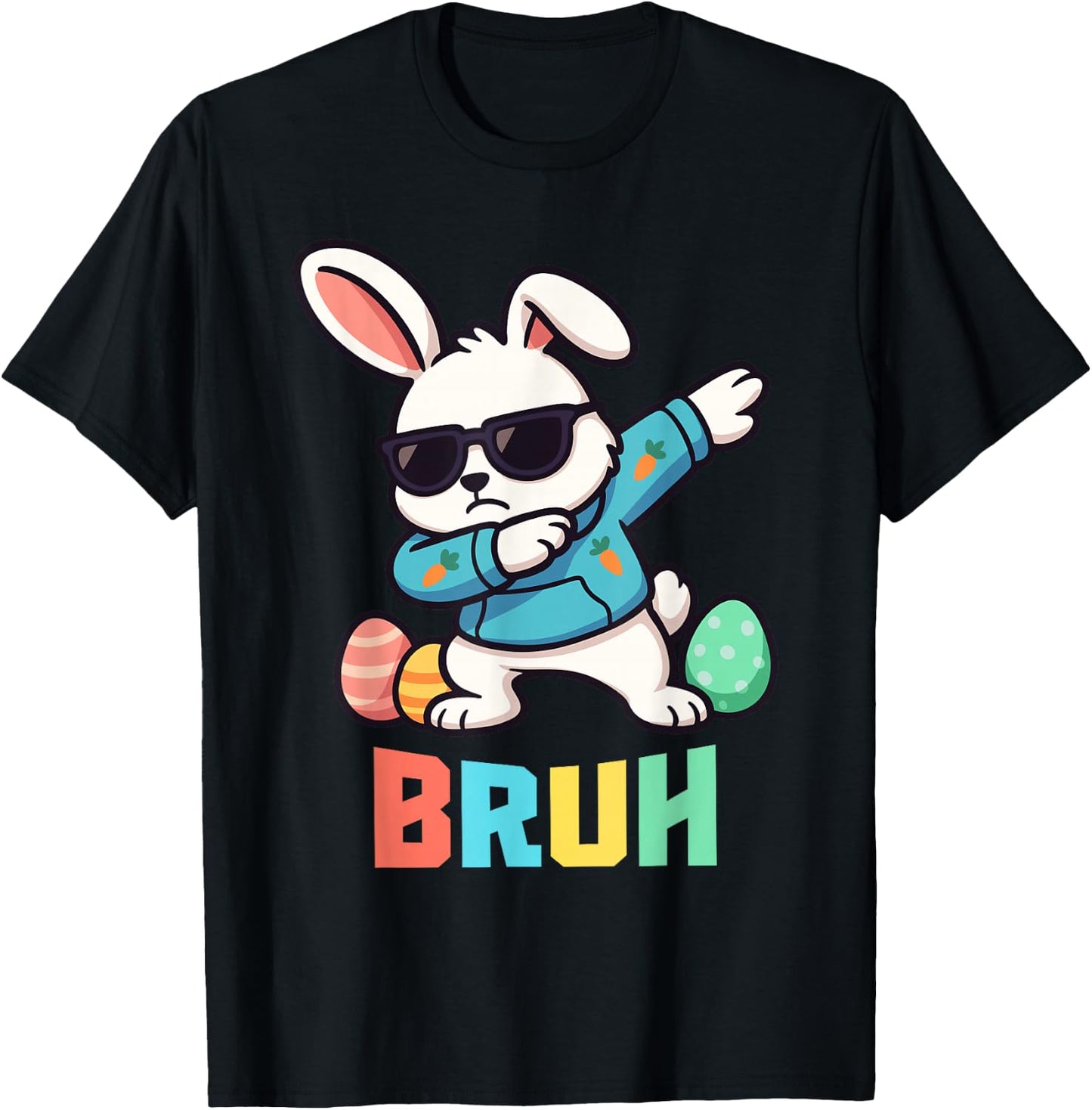 Bruh Dabbing Easter Bunny Kids Boys Easter T-Shirt - T-Shirt | Black