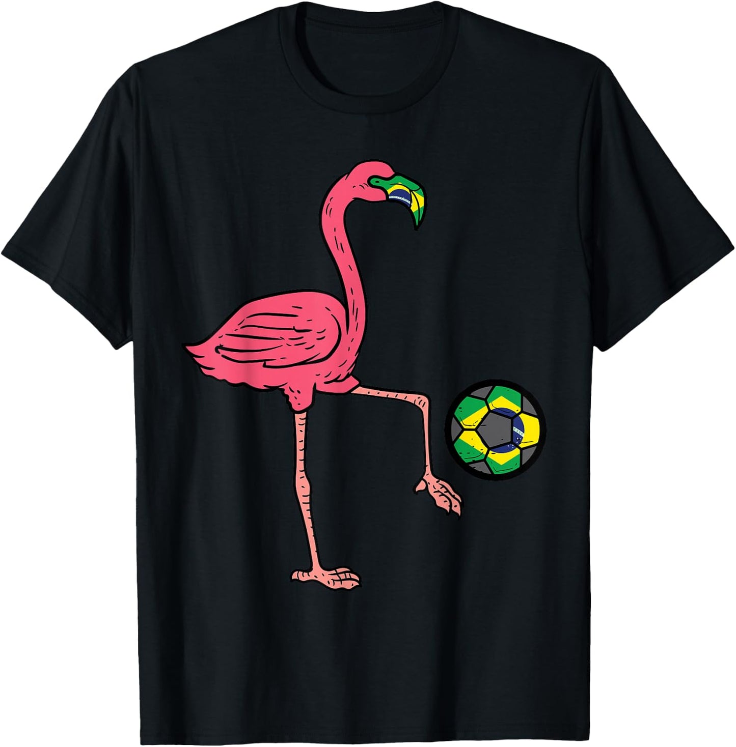 Brazilian Flamingo Brazil Flag Soccer Fan Women Girls Kids T-Shirt - T-Shirt | Black