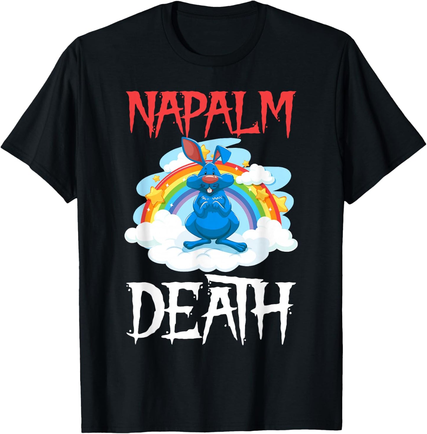 Napalm Tod Rainbow Bunny Rosa Napalm Death Hase T-Shirt - T-Shirt | Black