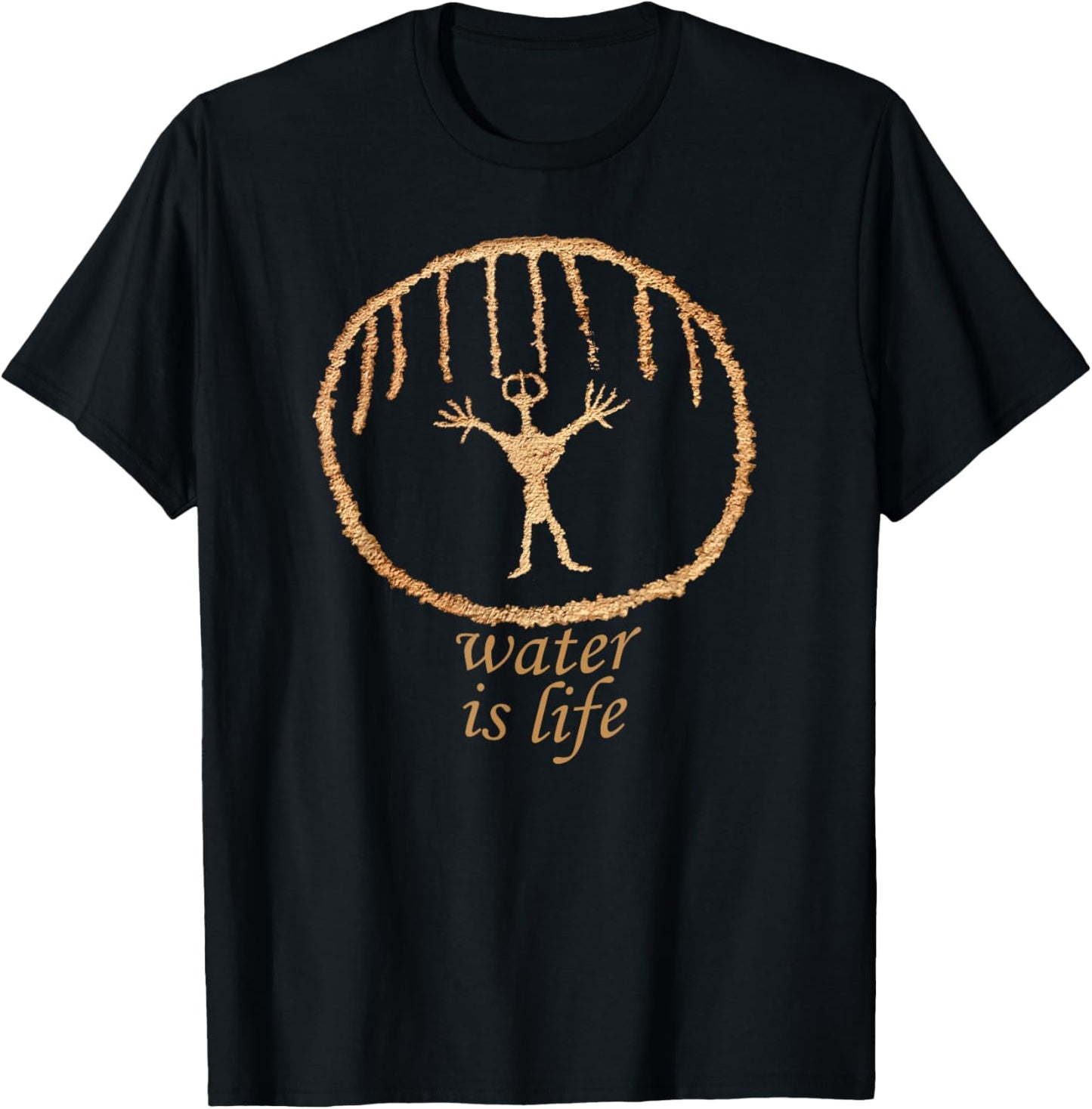 Rainmaker Petroglyph. Water is Life. Rock Art. T-Shirt - T-Shirt | Black