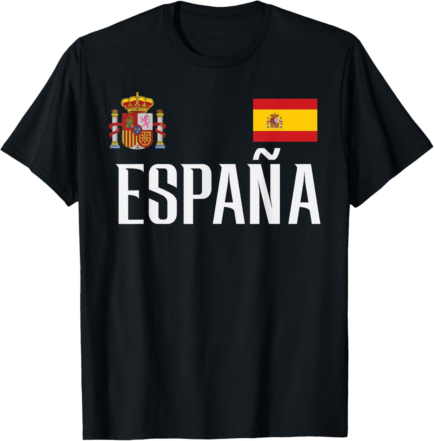 Spain Flag Espana Football Soccer Fan Men Women Kids T-Shirt - T-Shirt | Black