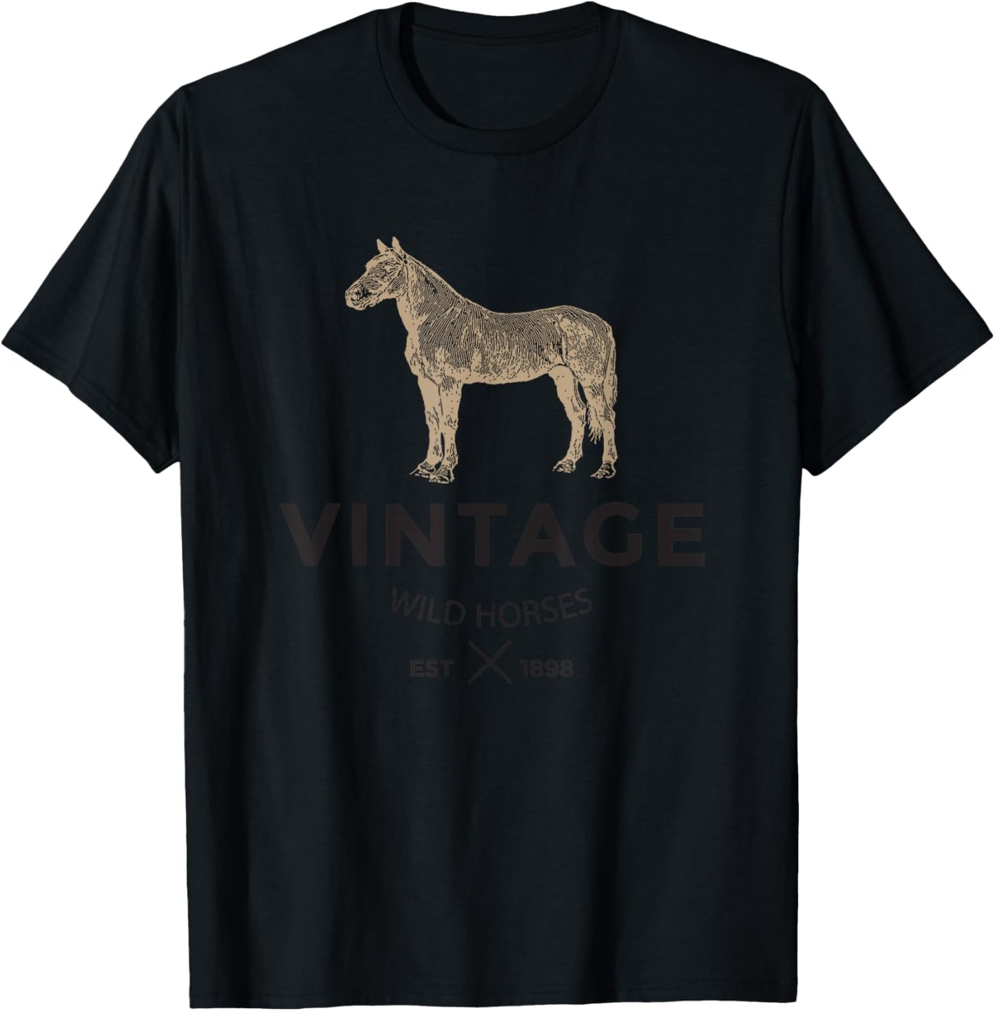 Vintage Wild Horses - Wild Horse Distressed Fashion T-Shirt - T-Shirt | Black
