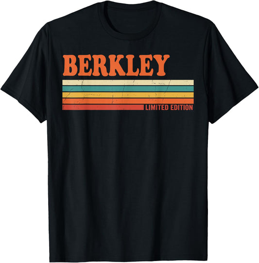 Berkley Retro Personalized First Name Vintage Stripes T-Shirt - T-Shirt | Black