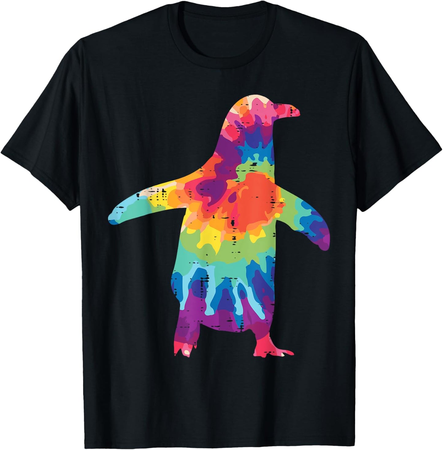 Penguin Silhouette Tie Dye Retro Groovy Hippie Men Women Kid T-Shirt - T-Shirt | Black