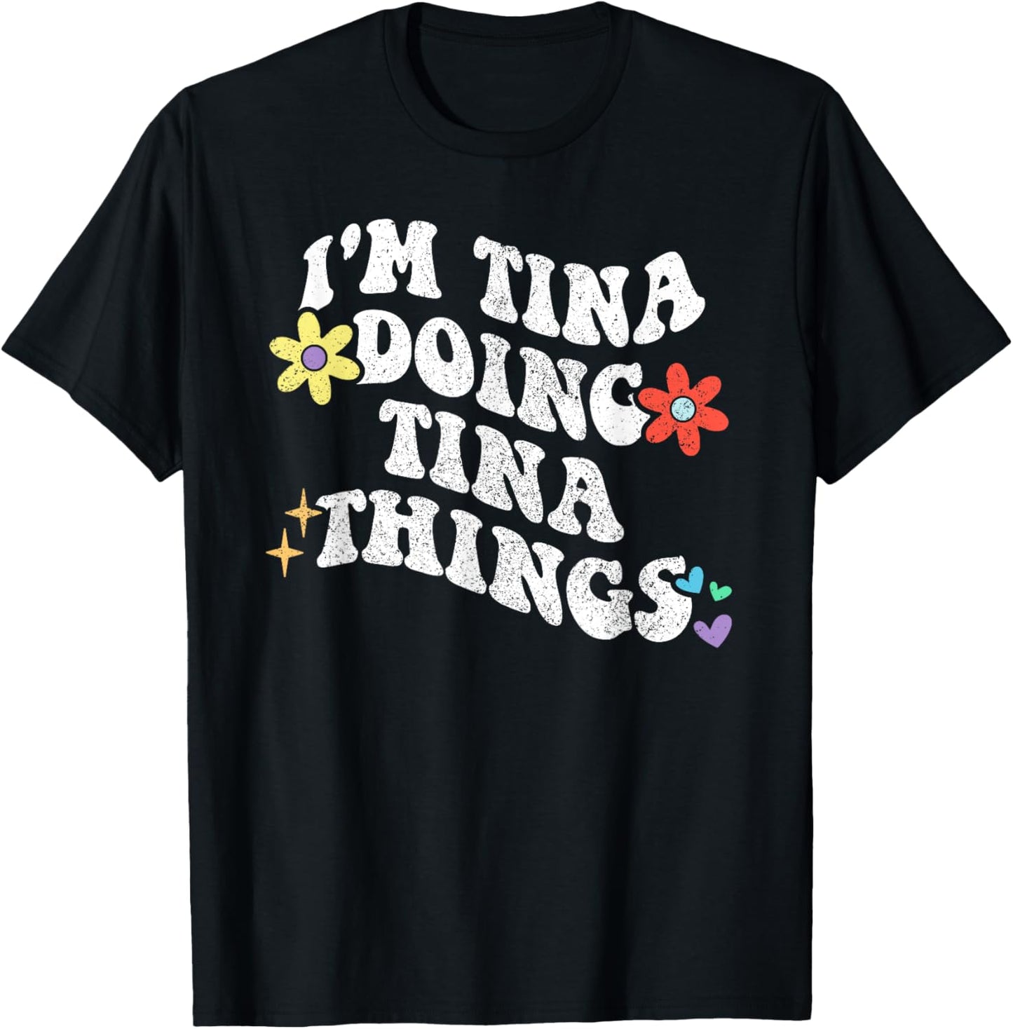 Retro Groovy Im TINA Doing TINA Things Funny Mother's Day T-Shirt - T-Shirt | Black