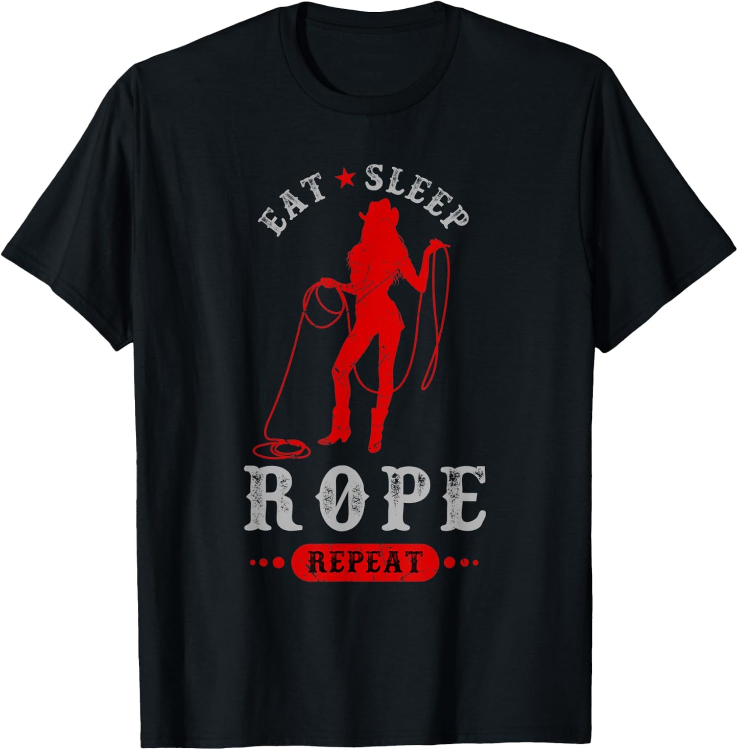 Bullriding and Rodeo or Eat Sleep Rope Repeat T-Shirt - T-Shirt | Black
