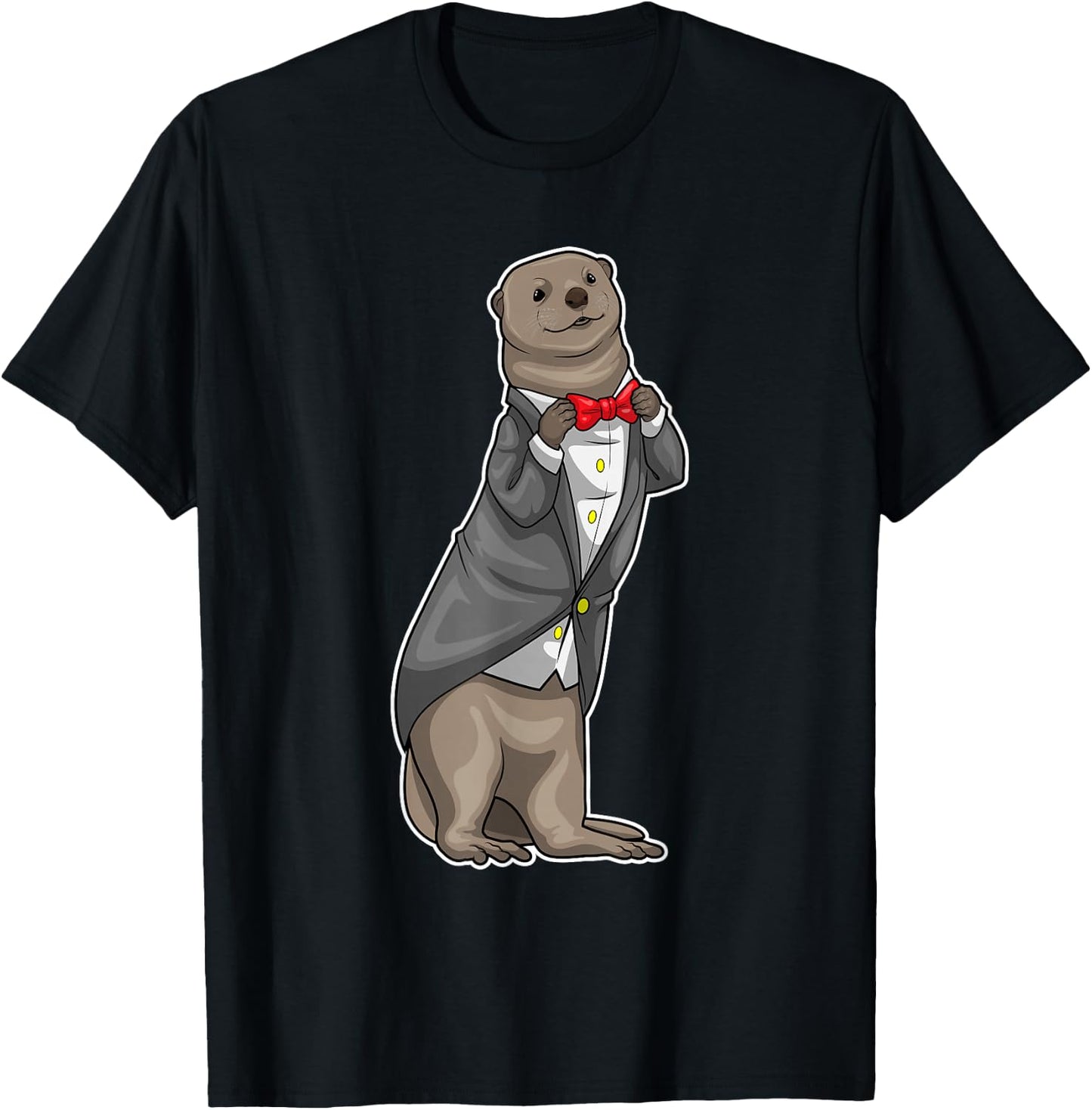 Otter Groom Bow tie Wedding T-Shirt - T-Shirt | Black