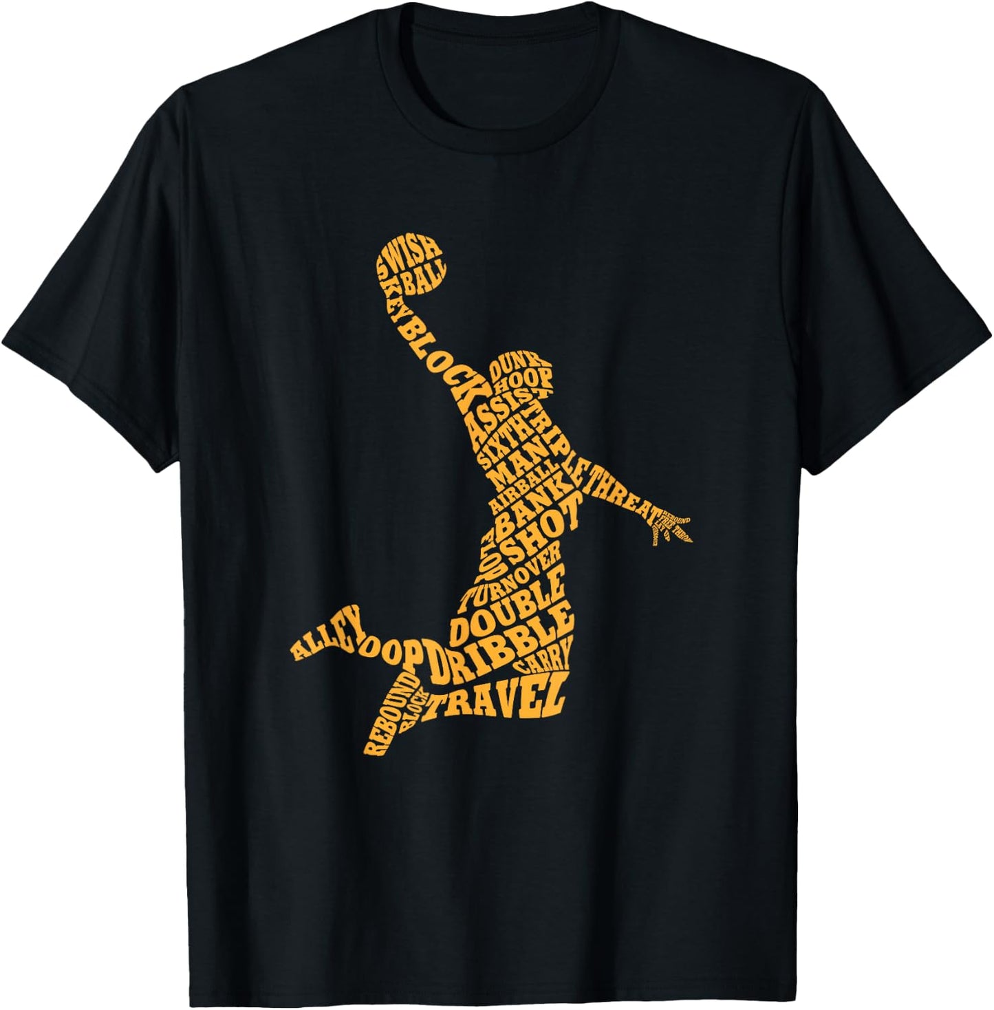 Basketball Player Typography Word Art T-Shirt - T-Shirt | Black
