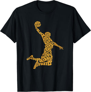 Basketball Player Typography Word Art T-Shirt - T-Shirt | Black