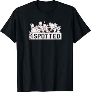 Disney 101 Dalmatians Group Shot Puppy Crew Spotted Logo T-Shirt - T-Shirt | Black