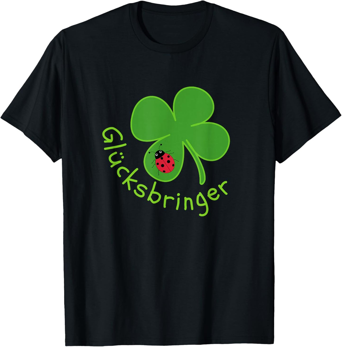 Lucky Charm Ladybird Clover Leaf for Friends Good Luck, black T-Shirt - T-Shirt | Black