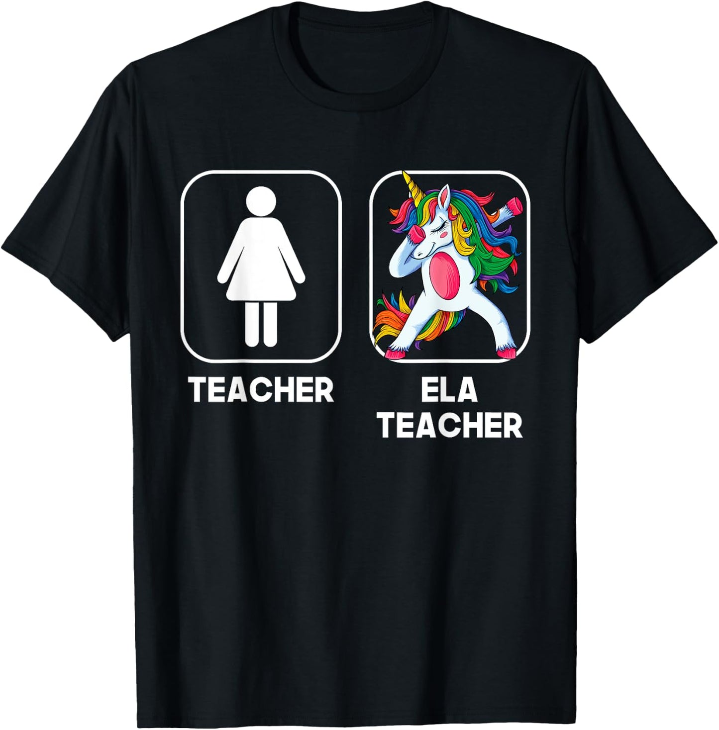 ELA Teacher Funny Gift Dabbing Unicorn Teacher Women T-Shirt - T-Shirt | Black