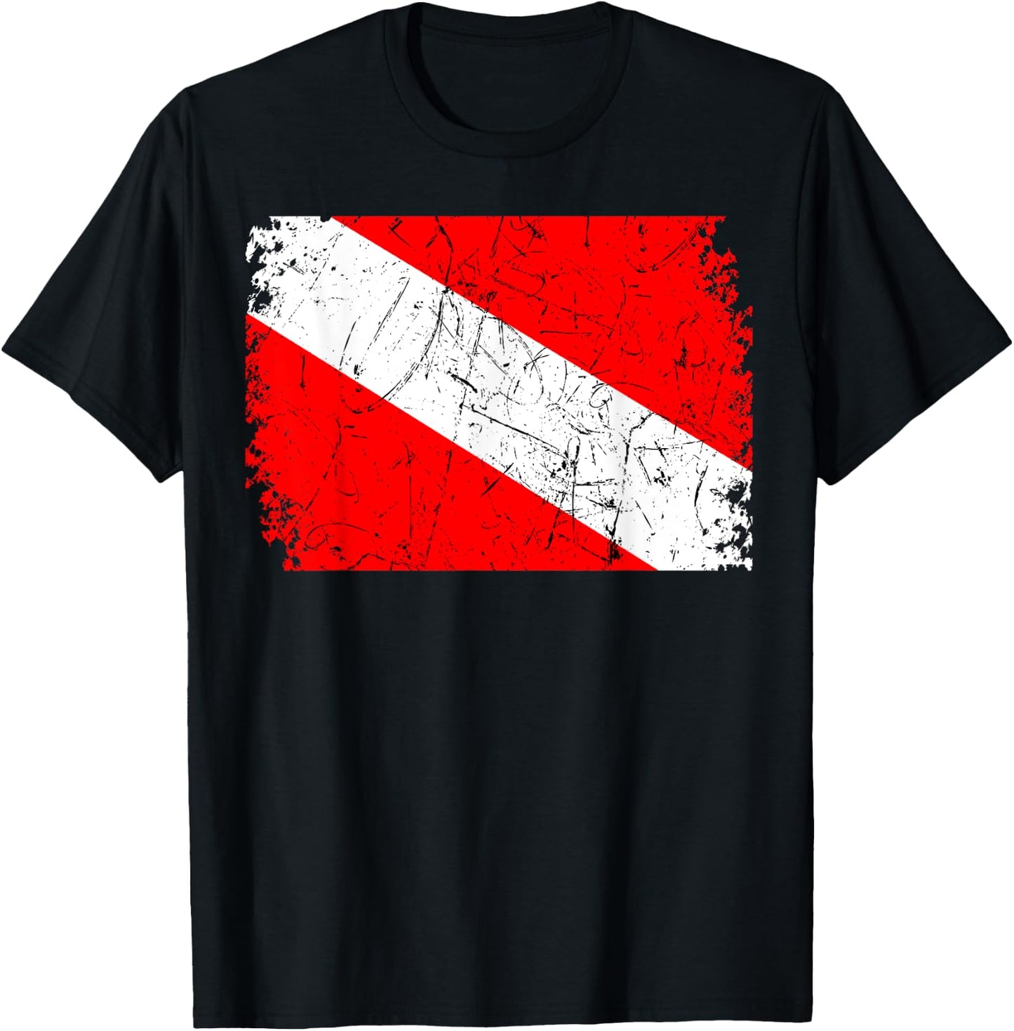 Diver Down Flag Vintage Scuba Diving Underwater Dive Swim T-Shirt - T-Shirt | Black