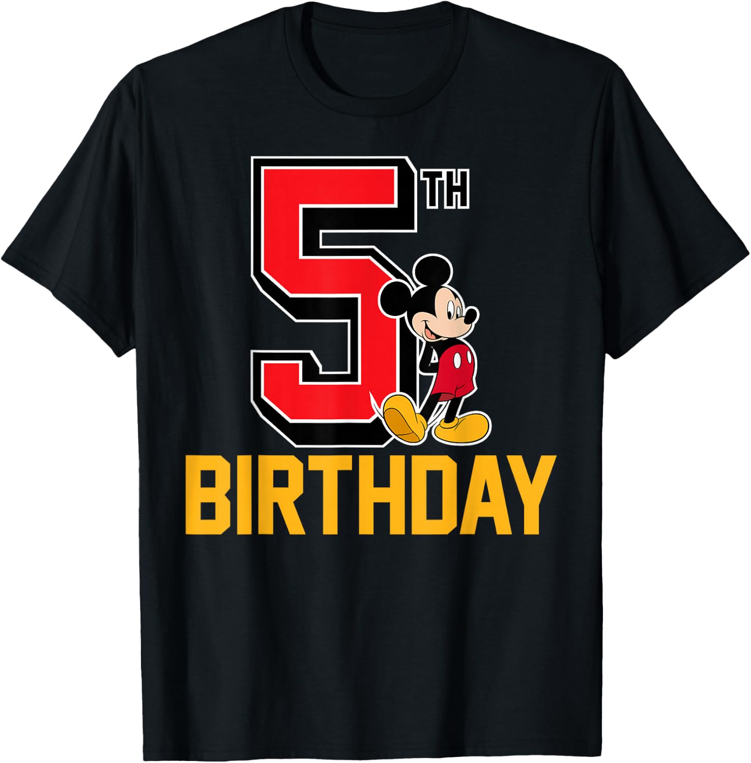 Disney - Mickey Mouse My 5th Birthday T-Shirt - T-Shirt | Black