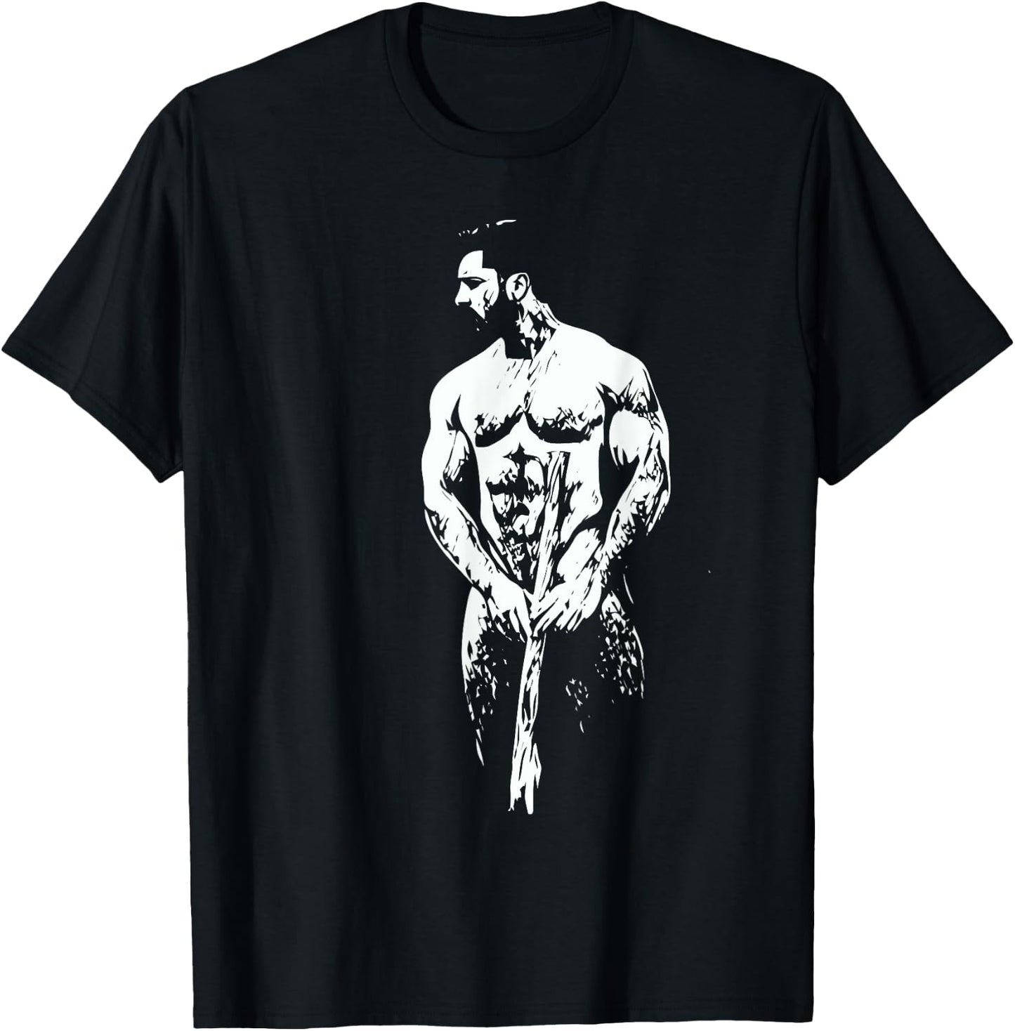 Hunk Naked Wood Gay Art Erotica T-Shirt - T-Shirt | Black