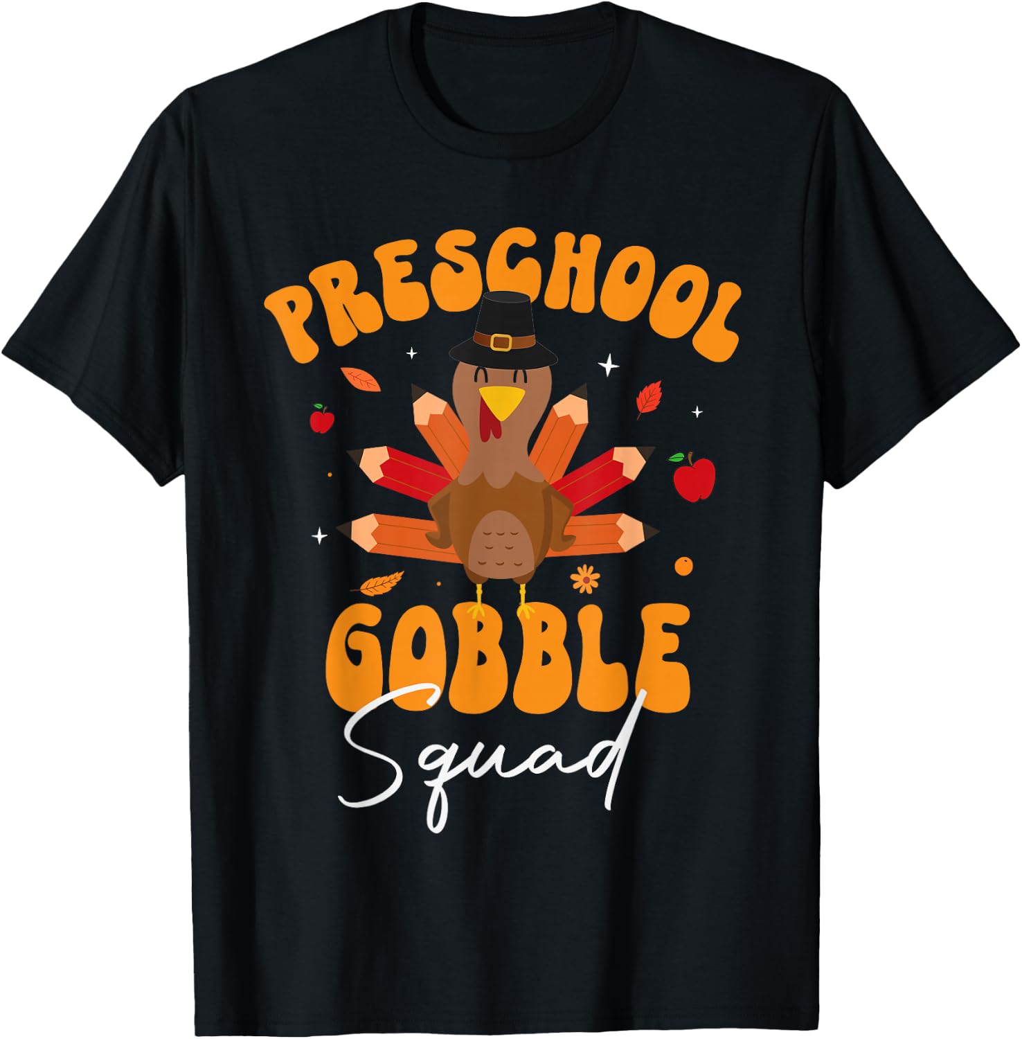 Preschool Gobble Squad Funny Thanksgiving Turkey Pre-k T-Shirt - T-Shirt | Black
