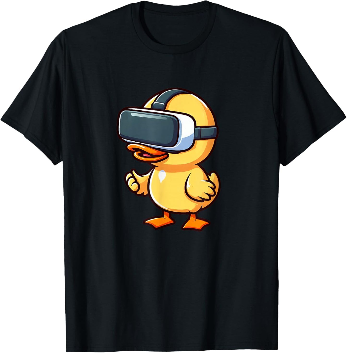 Cartoon Duck Virtual Reality Gamer Designs T-Shirt - T-Shirt | Black