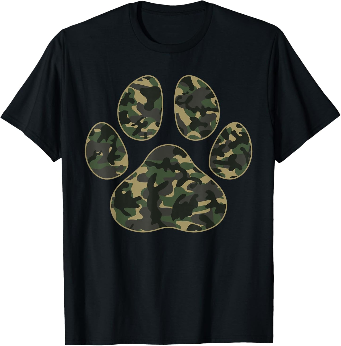 Cute Camo Paw Print Pet Owner Camouflage Paw Print Dog Lover T-Shirt - T-Shirt | Black