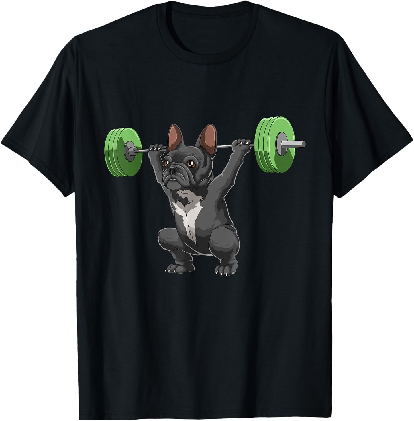Funny French Bulldog Weightlifting and Bodybuilding Women Girls Kids T-Shirt - T-Shirt | Black