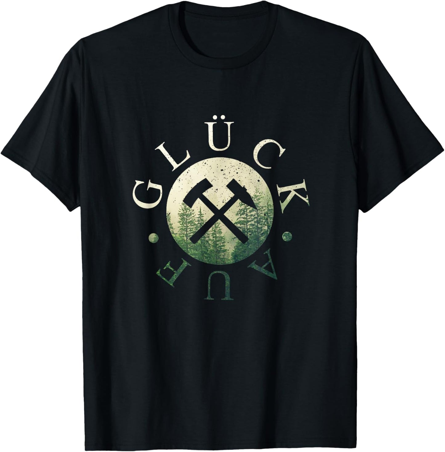 Schlägel und Eisen - Glück Auf Erzgebirge Bergbau Steiger T-Shirt - T-Shirt | Black