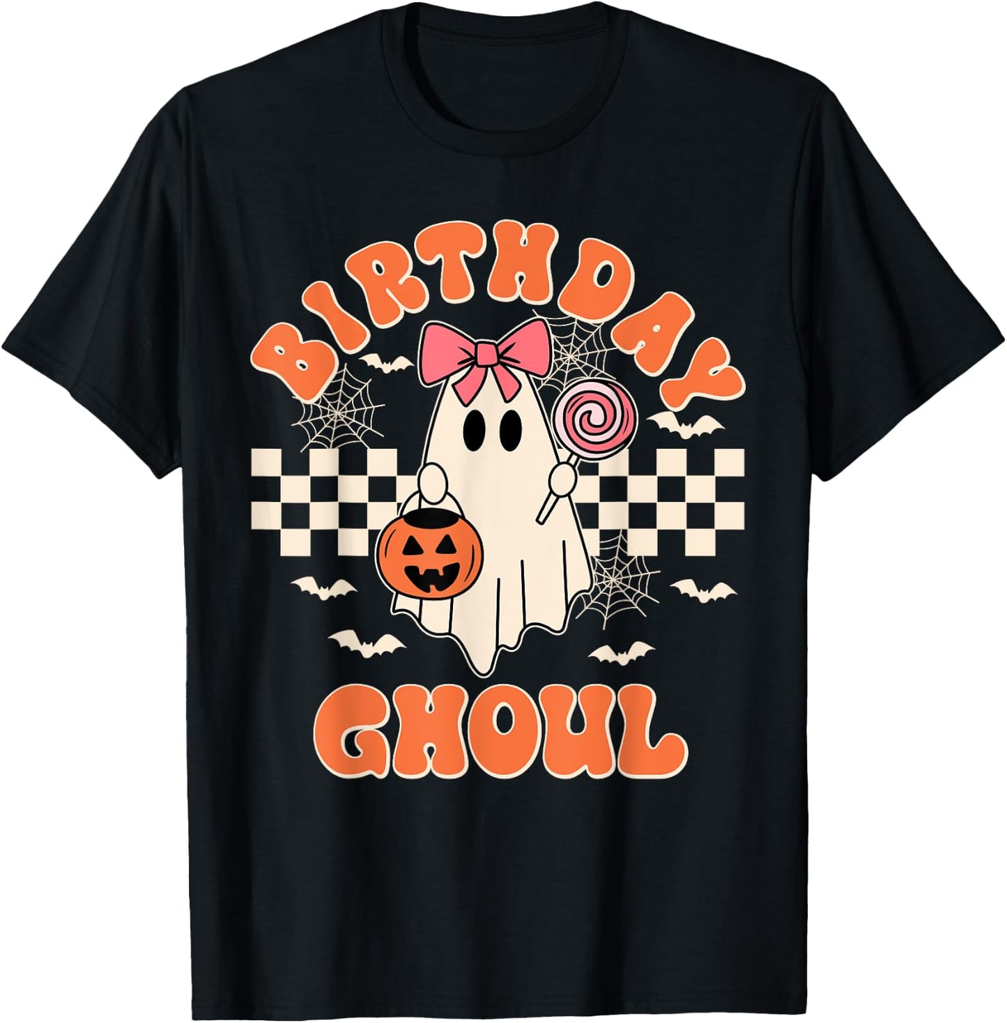 Birthday Ghoul Spooky Season Groovy Halloween Kids Girls T-Shirt - T-Shirt | Black
