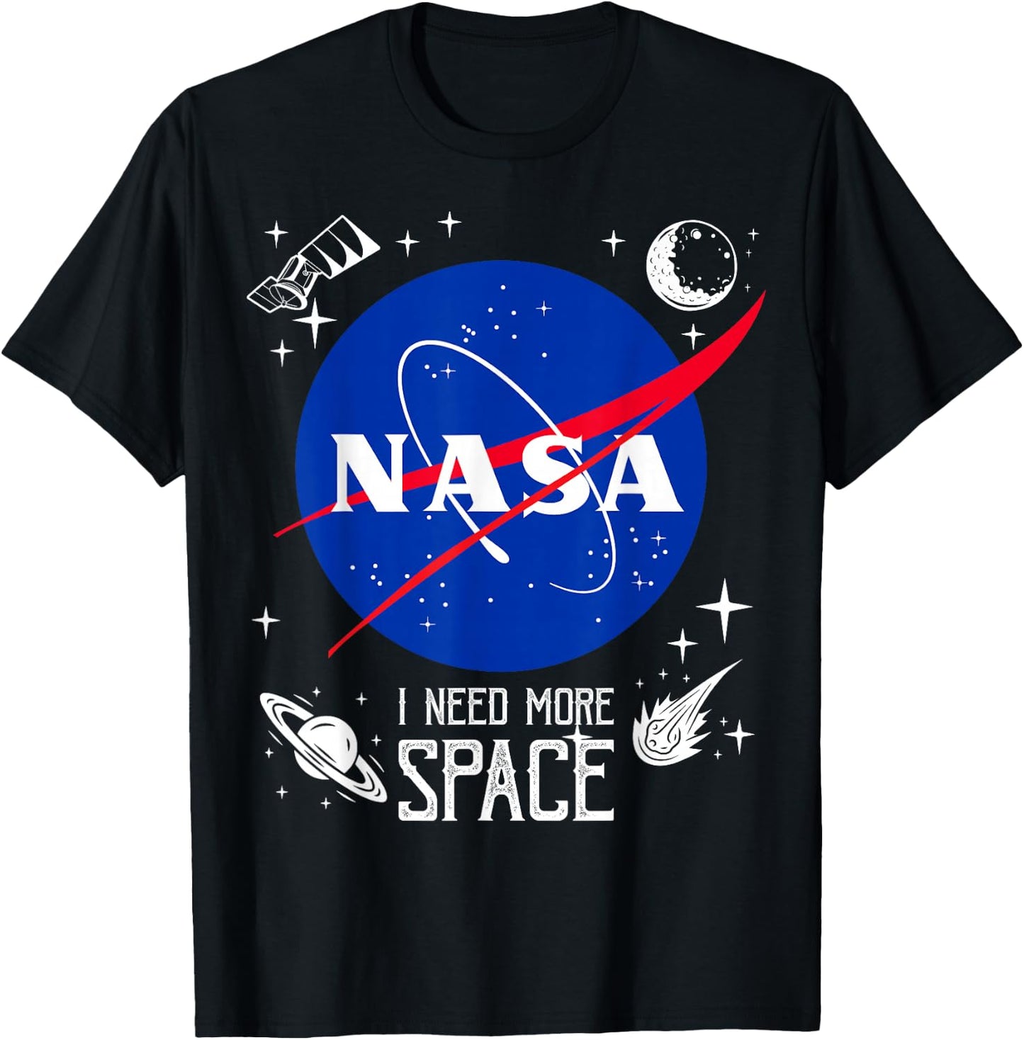 NASA Meatball Logo Classic I Need More Space , black, s T-Shirt - T-Shirt | Black