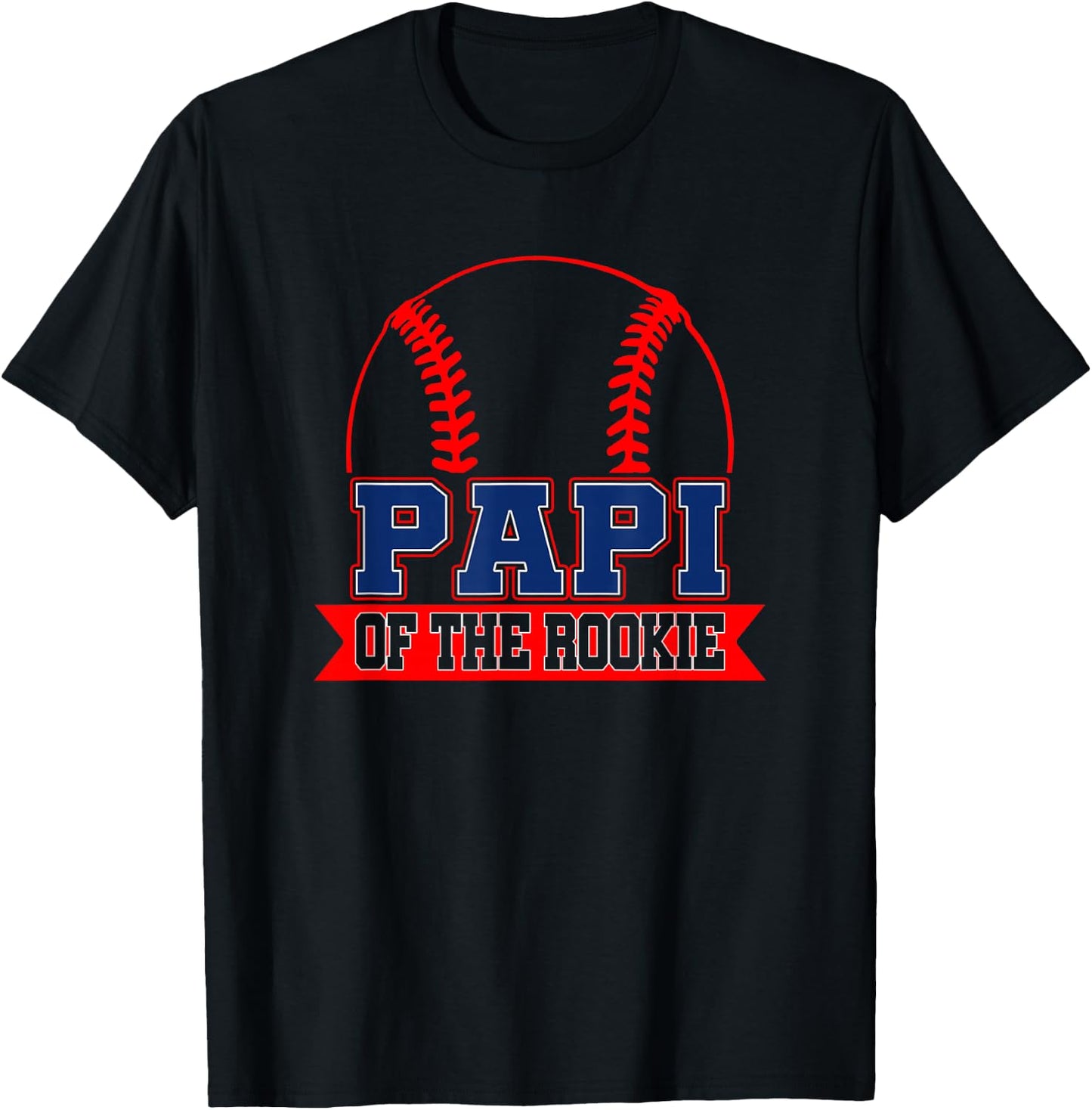 Papi Rookie of Year 1st Birthday Baseball Theme Matching T-Shirt - T-Shirt | Black
