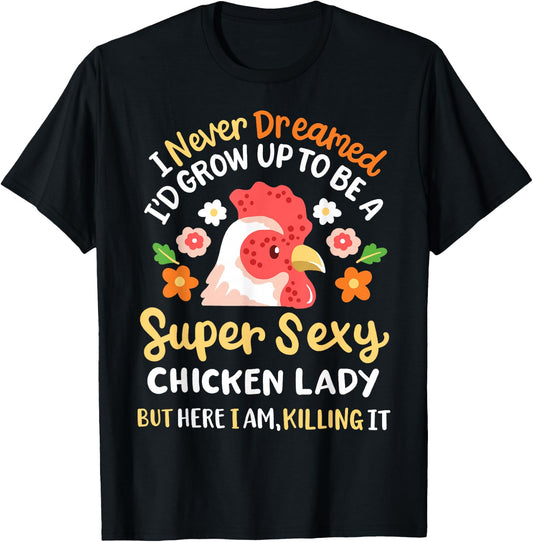 Funny Crazy Chicken Farmer Lady Women T-Shirt - T-Shirt | Black