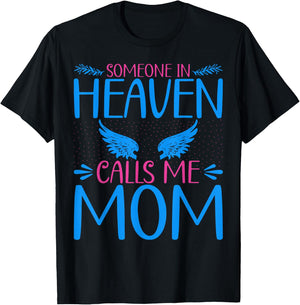 Someone in Heaven Calls Me Mama Angel Wings Heaven Angel Mom T-Shirt - T-Shirt | Black