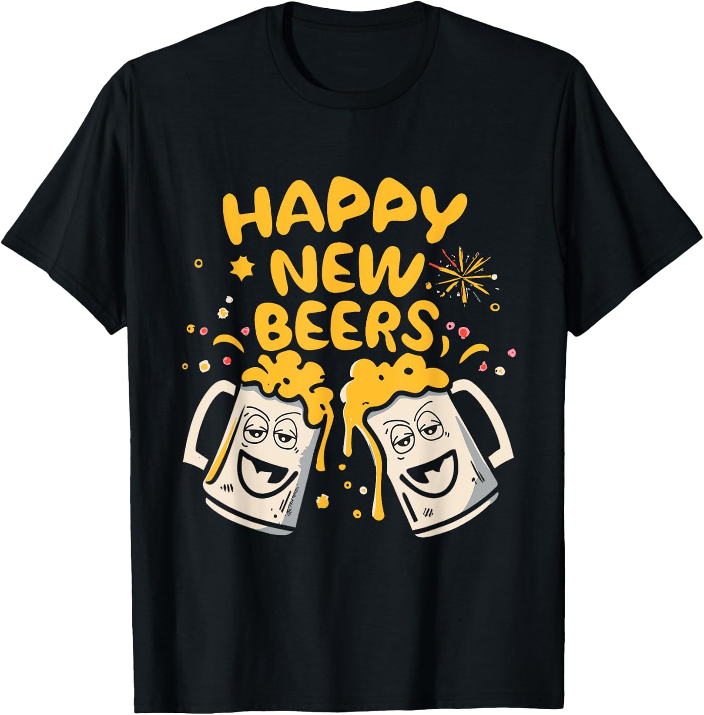 NYE Happy New Beers Partygoers December Night Holiday Season T-Shirt - T-Shirt | Black