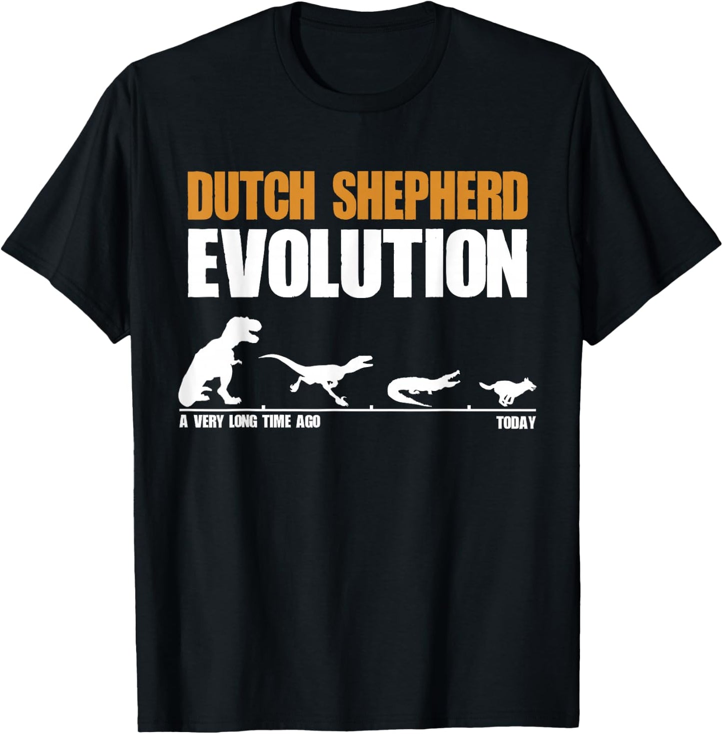 Dutch Shepherd Evolution Funny Dinosaur Dutchie K9 Dog T-Shirt - T-Shirt | Black