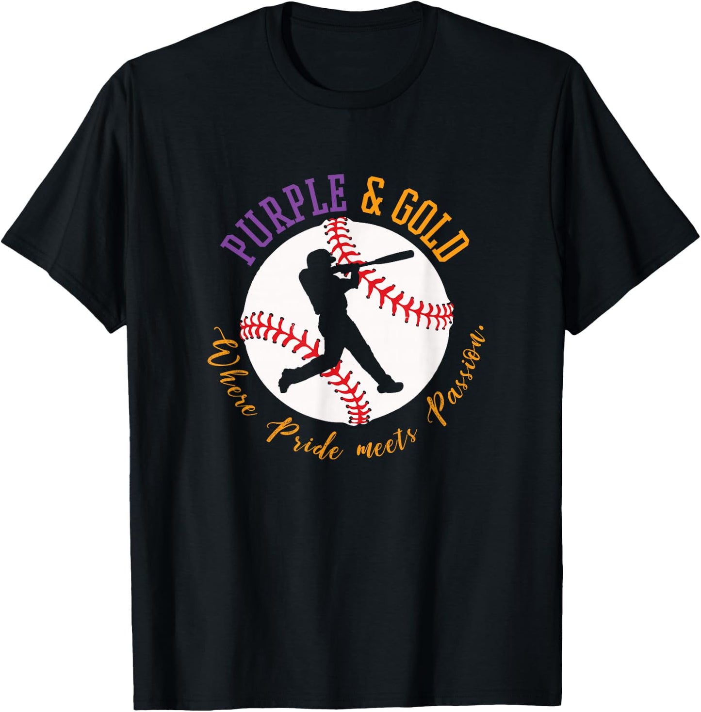 Baseball 'Purple & Gold' Team Color T-Shirt - T-Shirt | Black