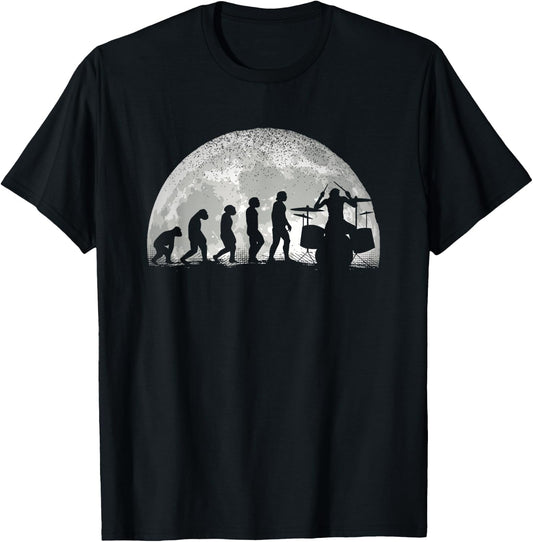 Drums Drumming Evolution , black T-Shirt - T-Shirt | Black