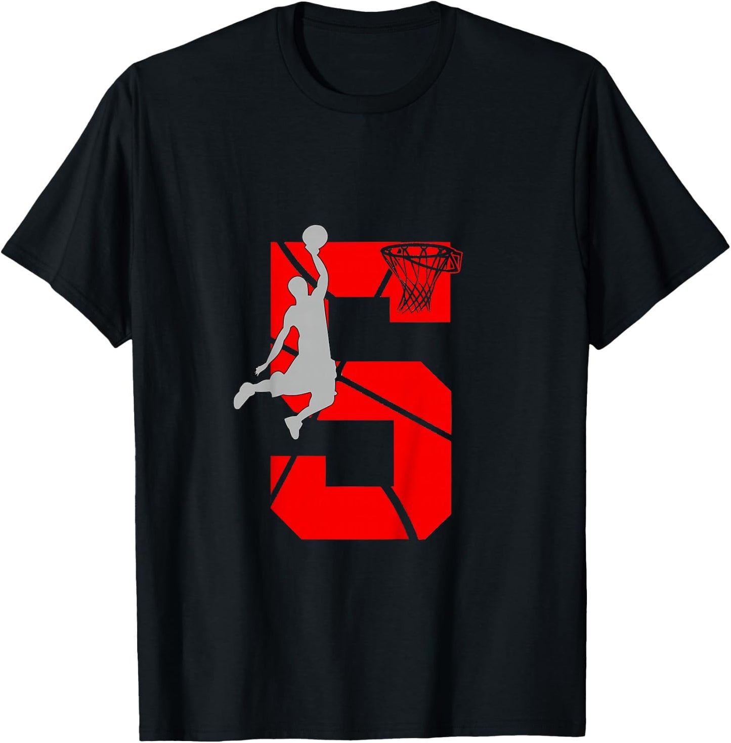 5 Year Old 5th Basketball Birthday PartyTheme Boys Girls T-Shirt - T-Shirt | Black