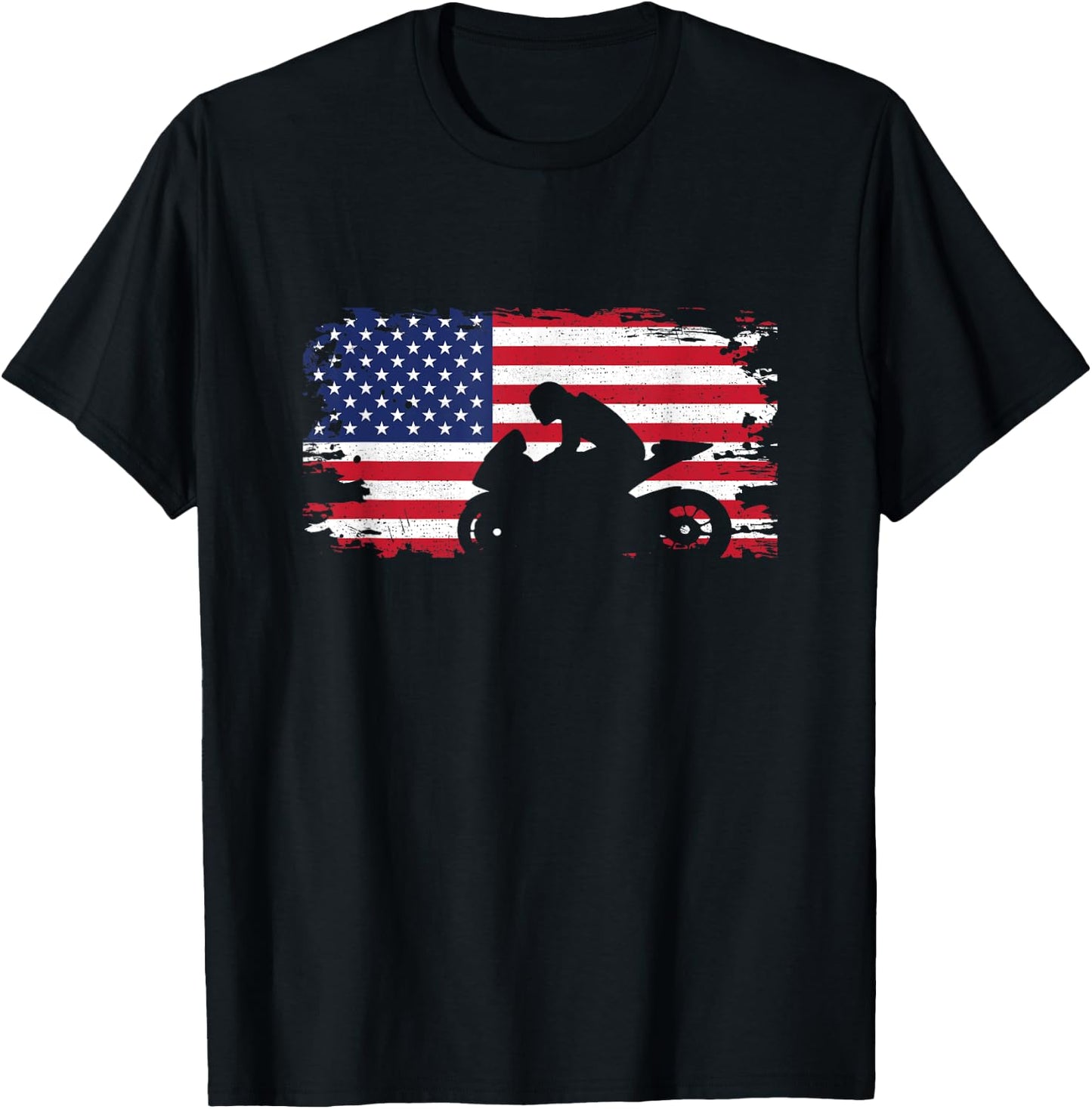 American Flag Motorcycle Apparel - Biker / Motorcycle T-Shirt - T-Shirt | Black