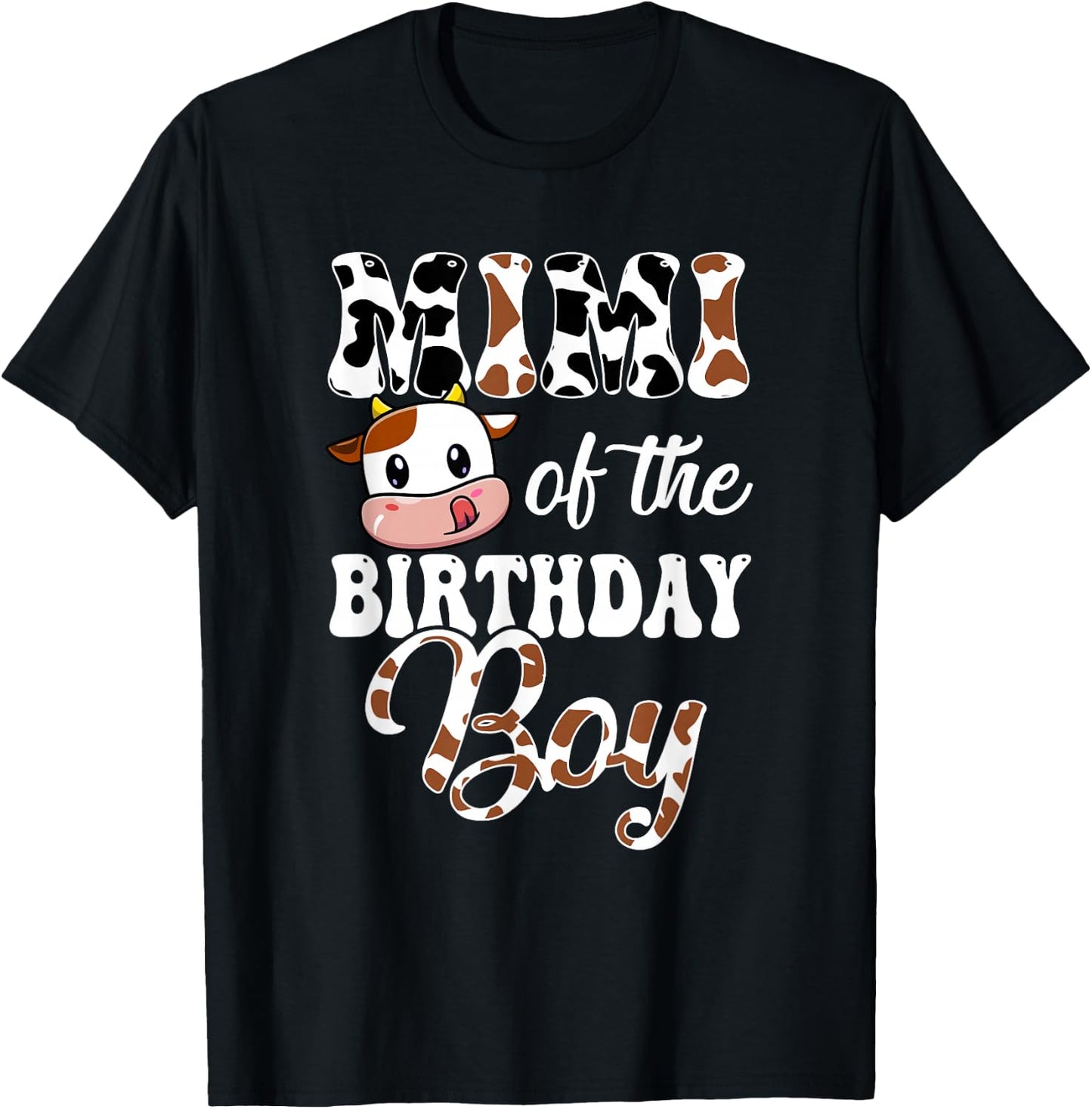 Mimi Of The Birthday Boy Cow Farm 1St Birthday Boy T-Shirt - T-Shirt | Black