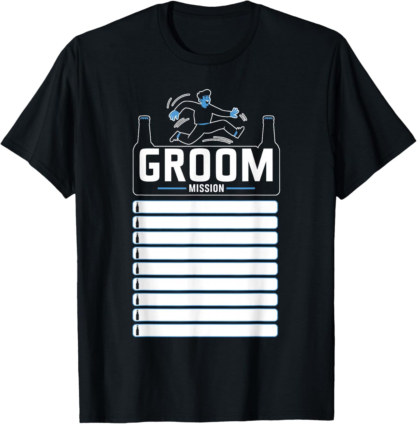 Bachelor Party Checklist Groom Mission Funny T-Shirt - T-Shirt | Black
