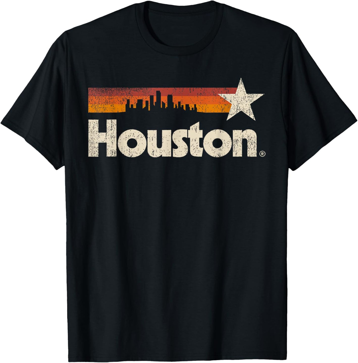 Vintage Houston City - Texas Houston Strong Stripes T-Shirt - T-Shirt | Black