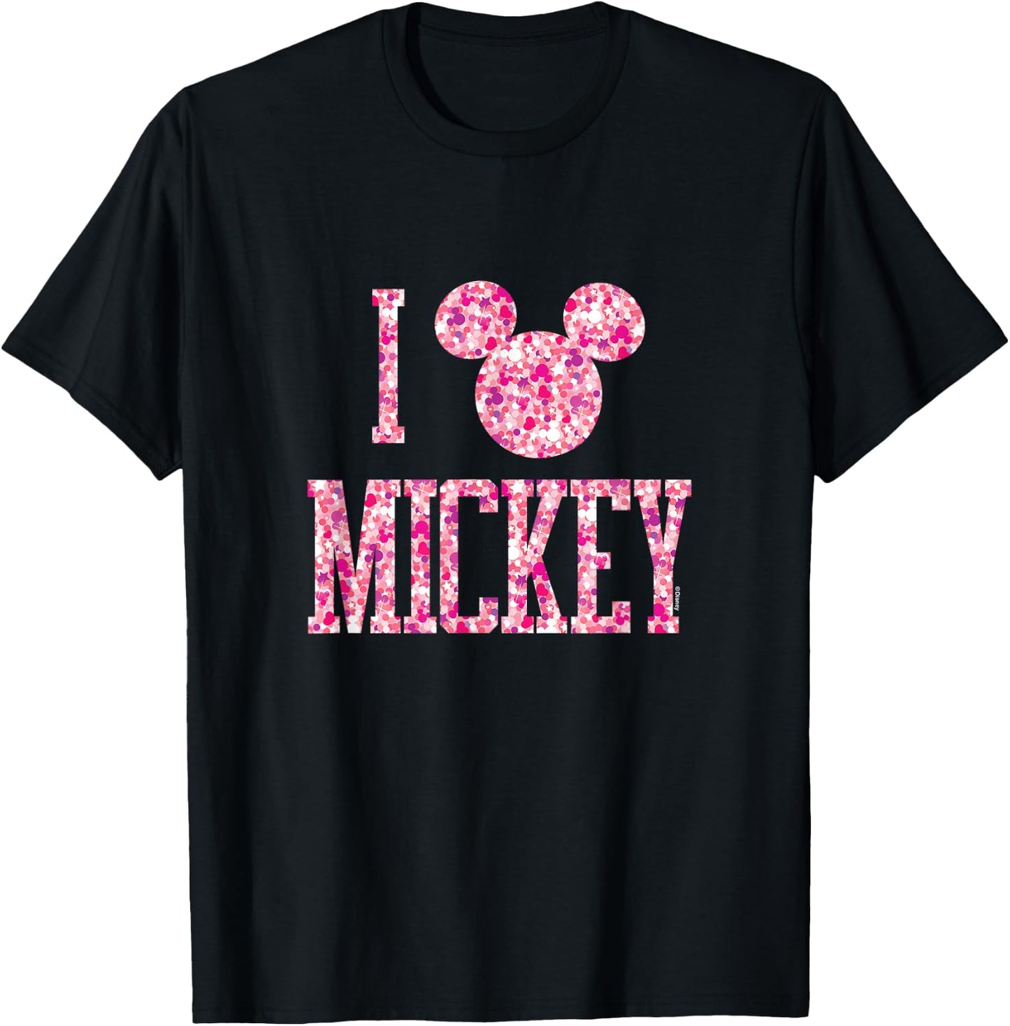Mickey Mouse - I Love Mickey Sparkle Pattern T-Shirt - T-Shirt | Black