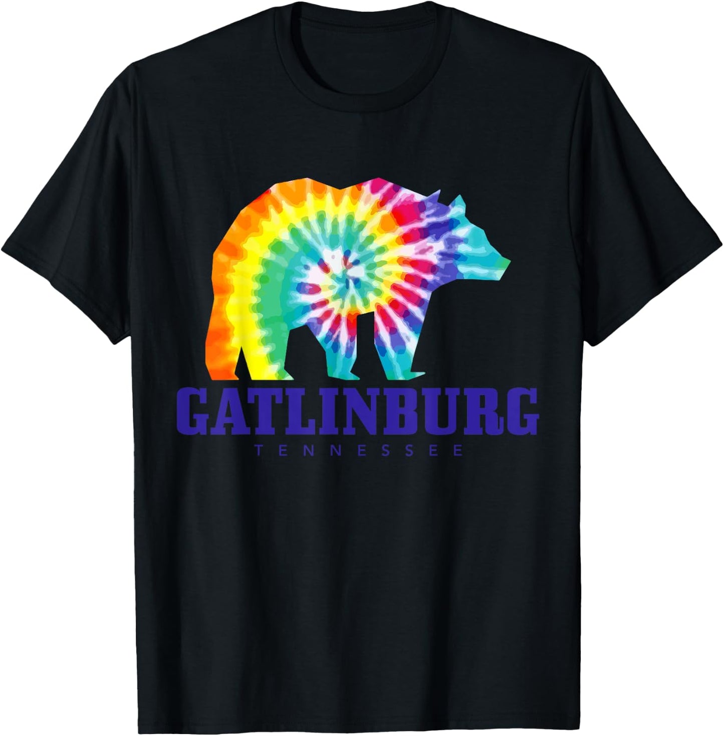 Gatlinburg Tennessee Bear Tie Dye Vintage Retro T-Shirt - T-Shirt | Black