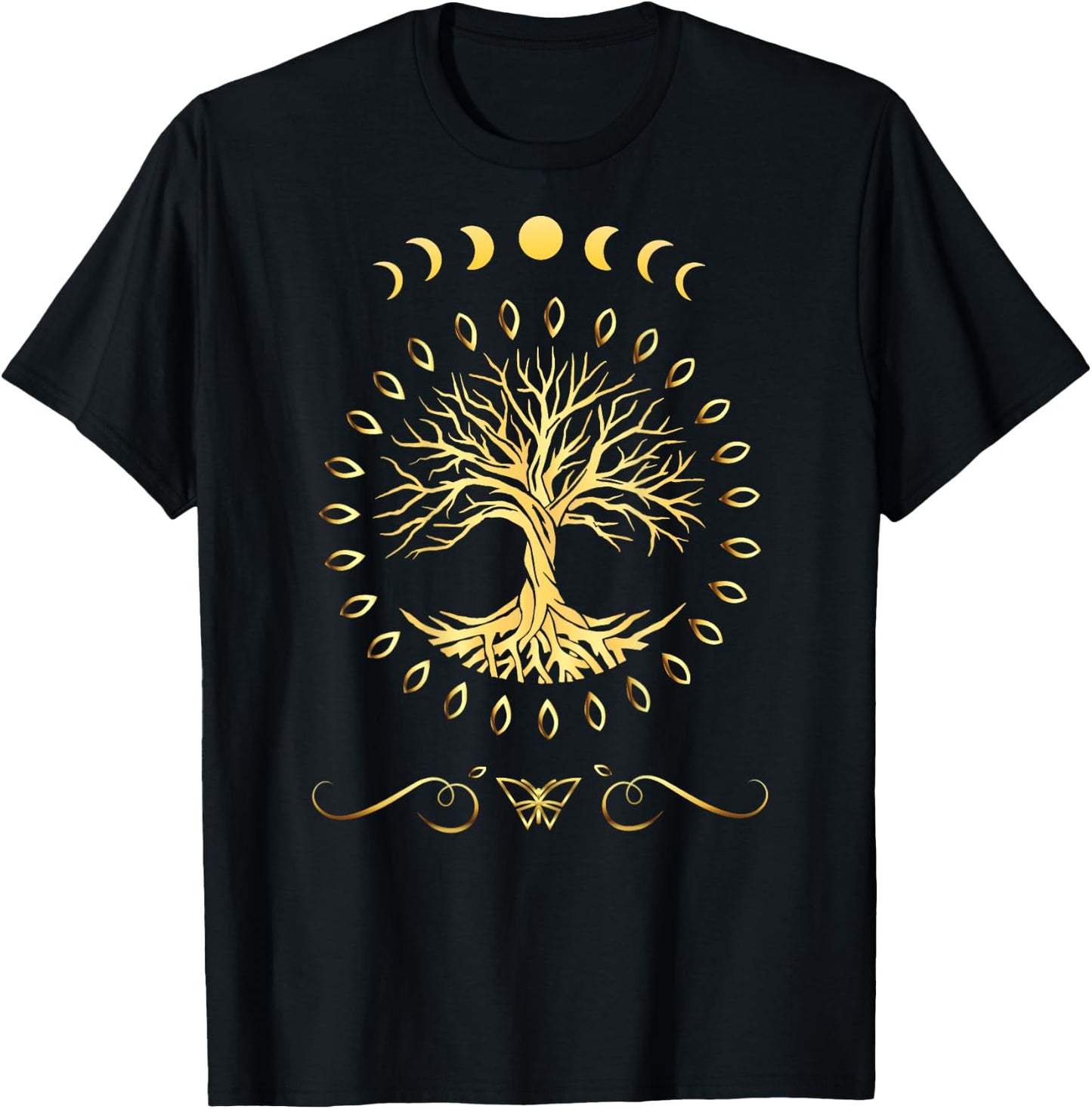 Yoga Meditation Tree of Life with Back Print, black, s T-Shirt - T-Shirt | Black