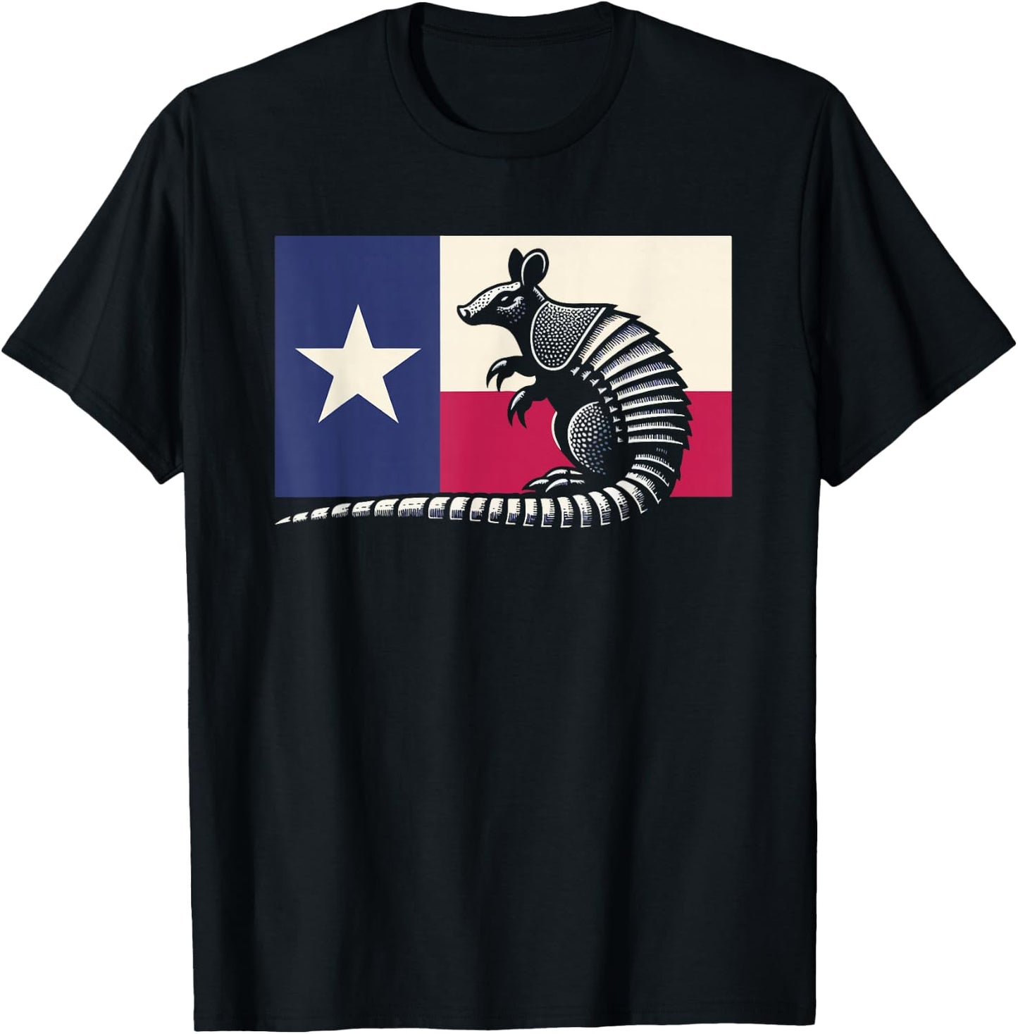 Armadillo Lover Country Texas Flag T-Shirt - T-Shirt | Black