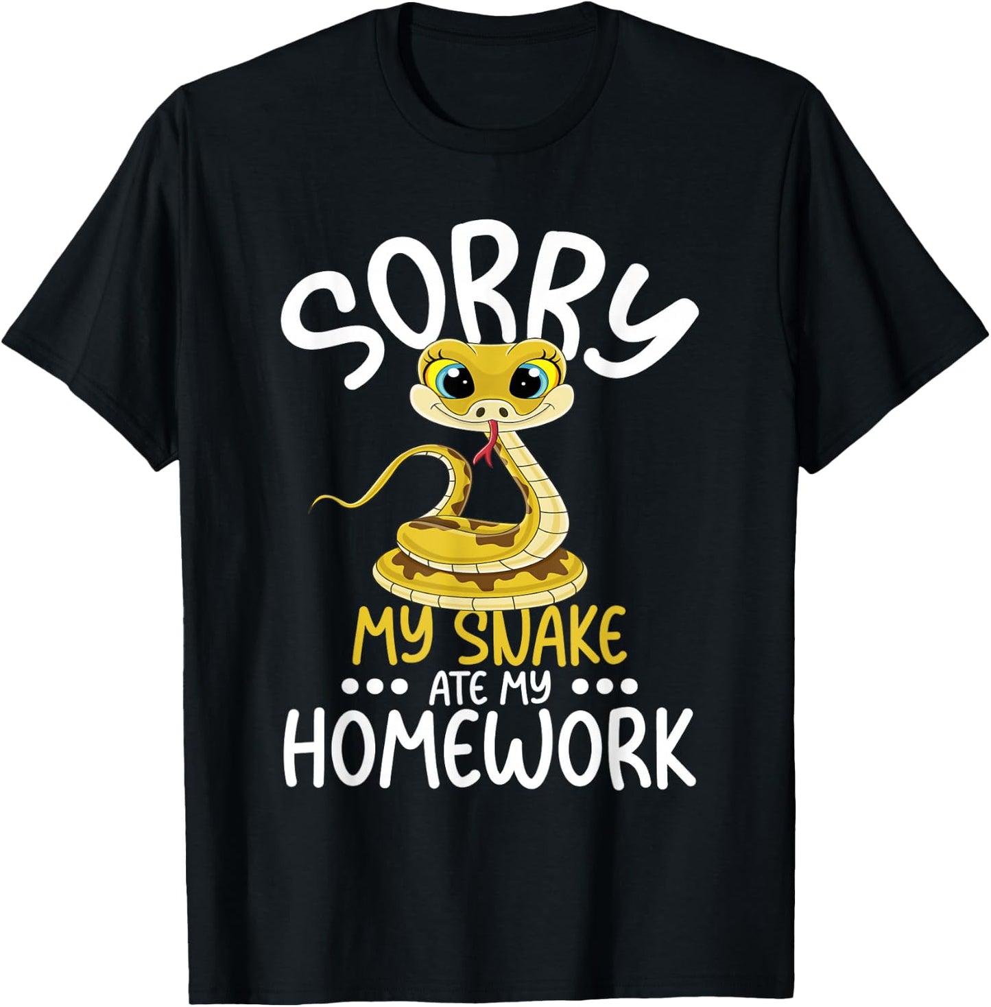 Sorry My Snake Ate My Homework - Snakes Reptile Lover School T-Shirt - T-Shirt | Black